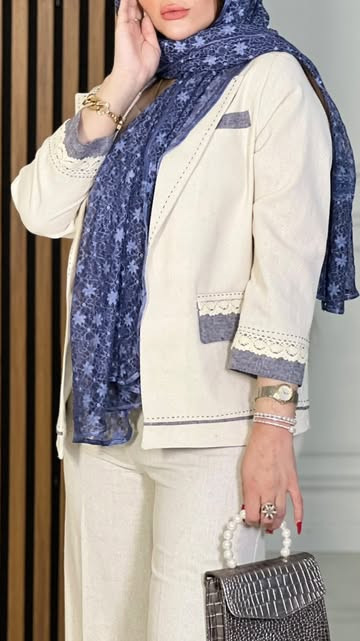 ست خامهدوزی کرم و سرمهای خانمها